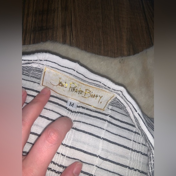 Jen’s pirate booty Gaya Blouse in White Black Stripe cotton fall casual revolve - Picture 7 of 7